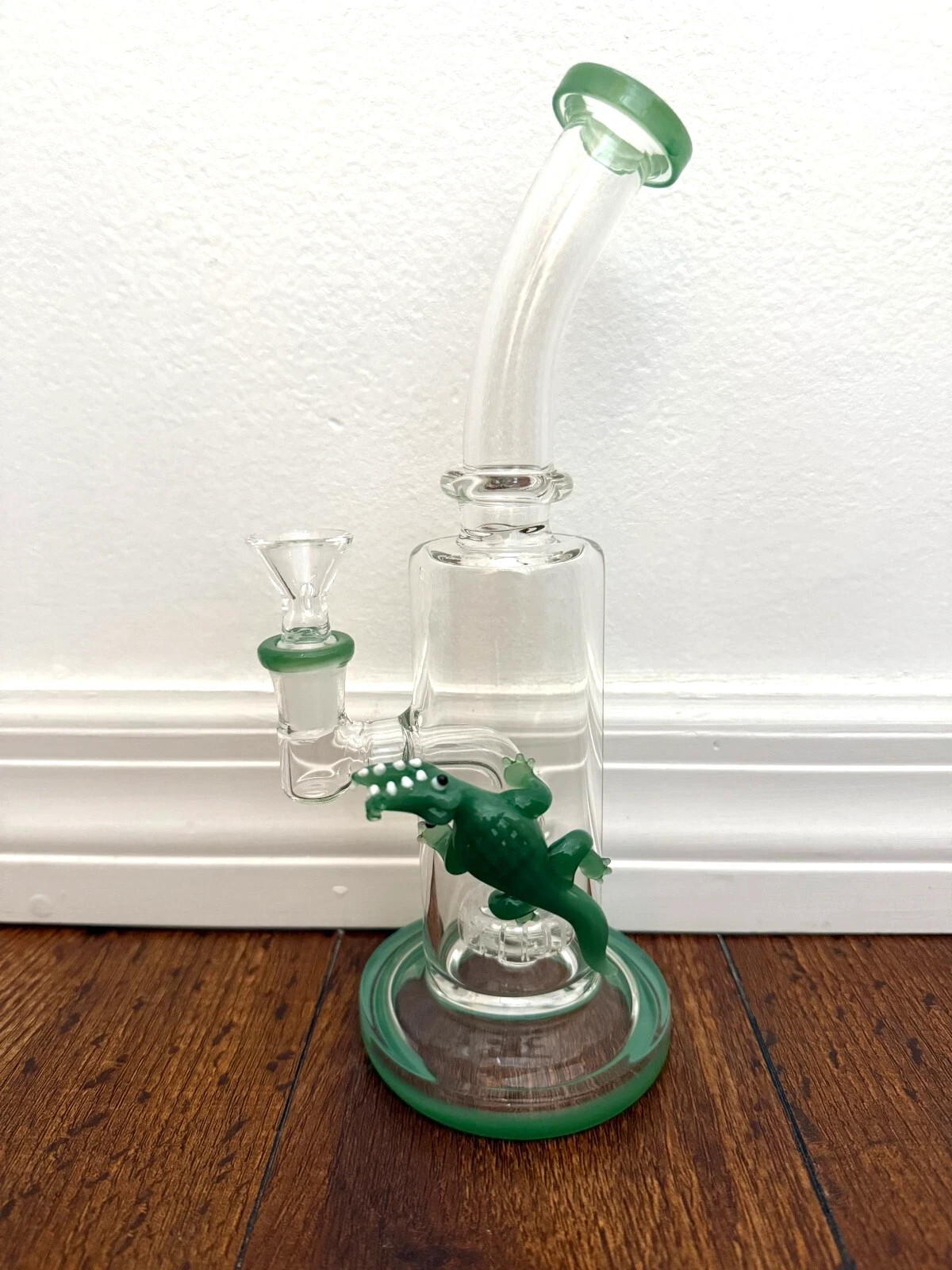 10” Premium Glass Water Pipe Showerhead Perc Aligator Gator Green 14mm