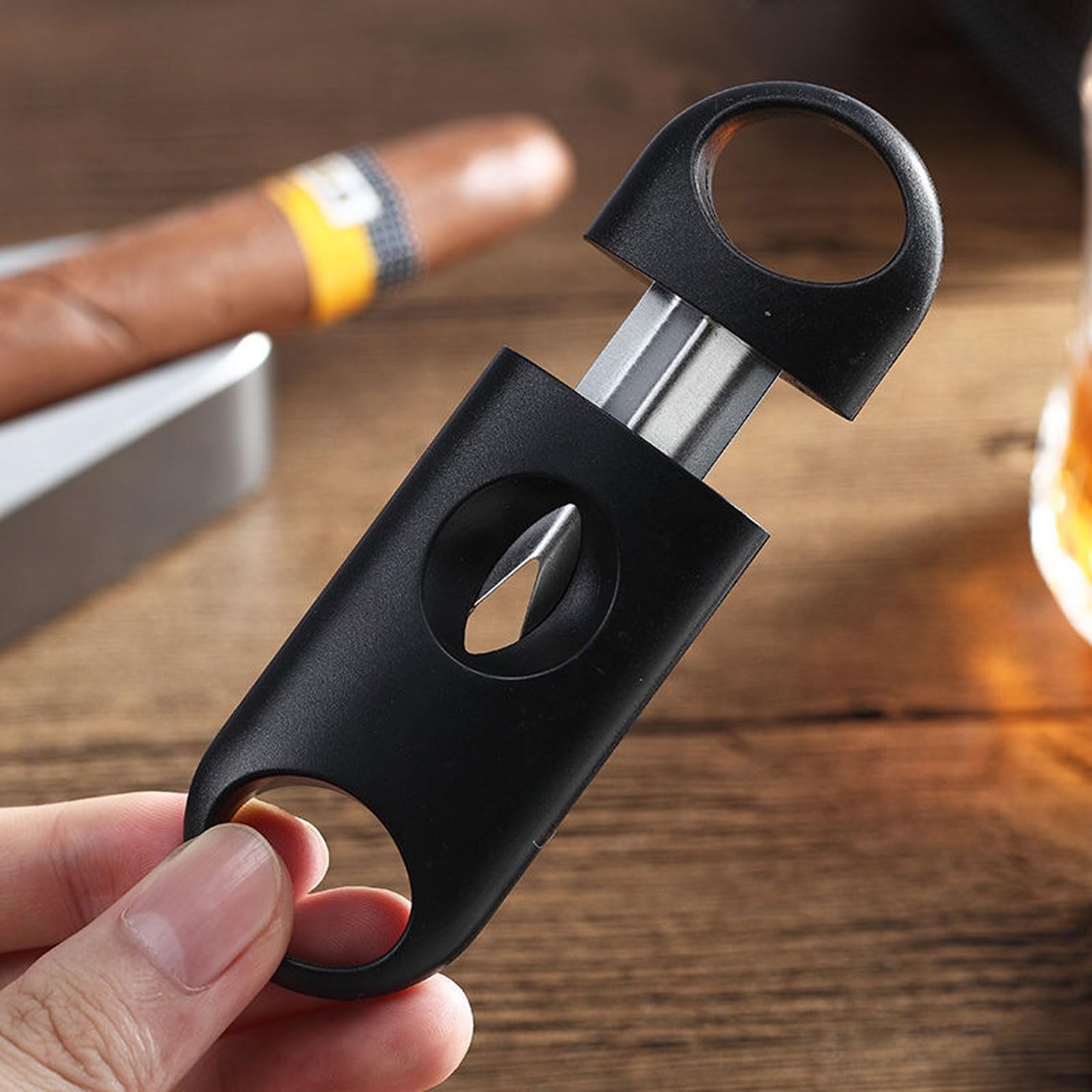 V-Cut Cigar Cutter Wedge Cut Portable Cutters for 4Pack, Black