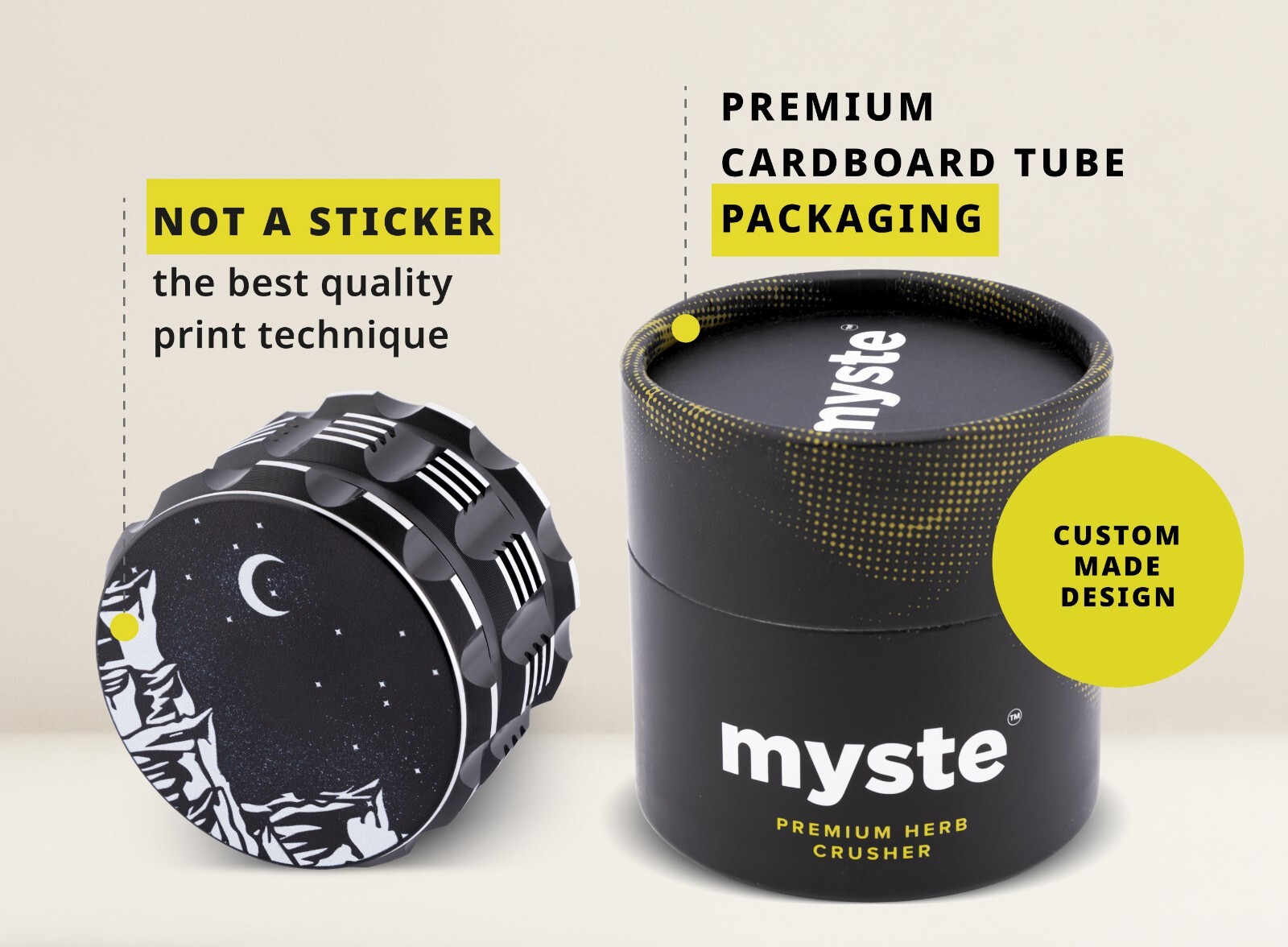 MYSTE Herb Grinder 2.5” Large, Upgraded Sharpest Teeth Large, Black Big Crusher