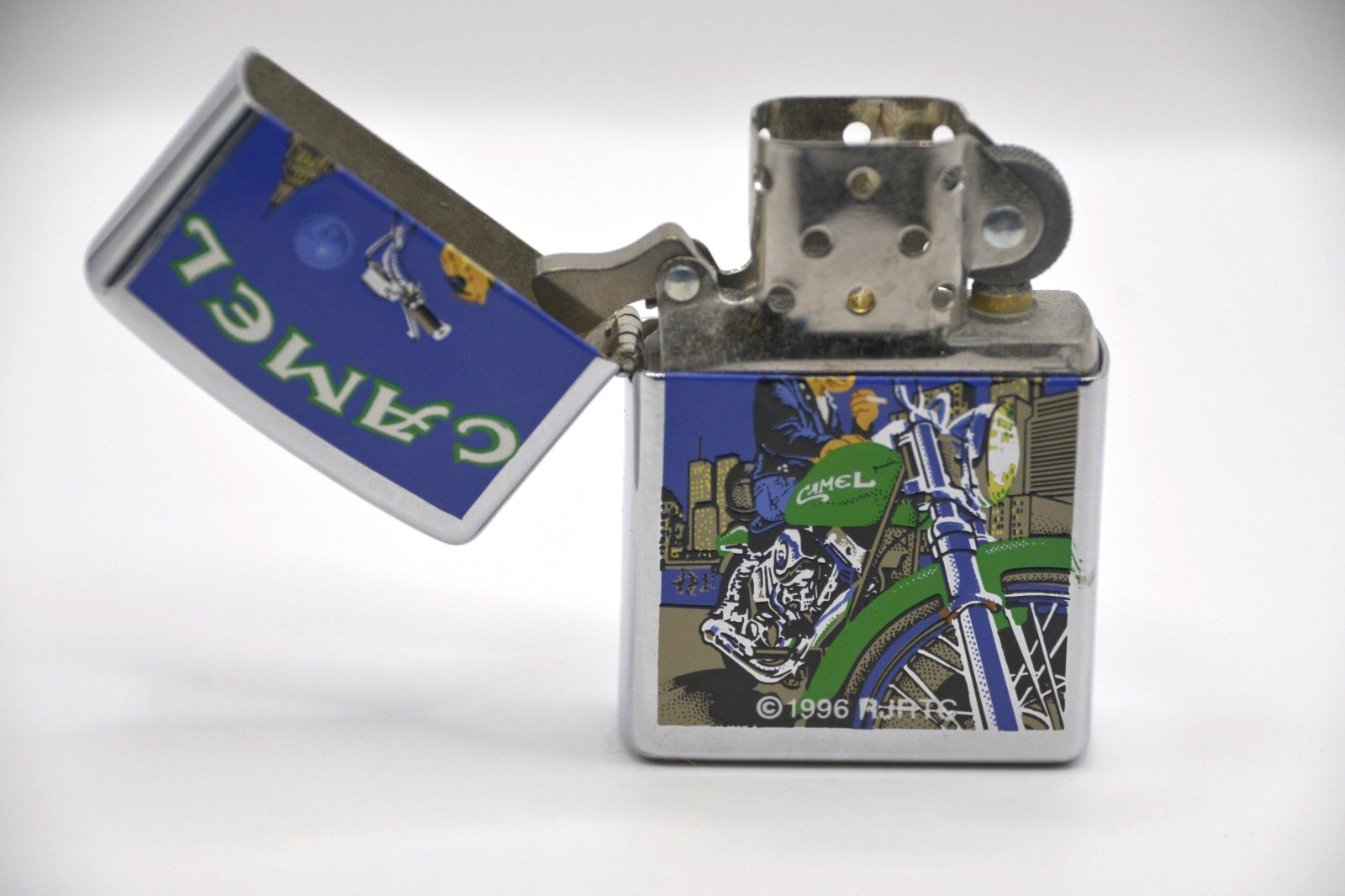 1997 JOE CAMEL MOON AND MOTORCYCLE WTC ZIPPO LIGHTER IN BOX