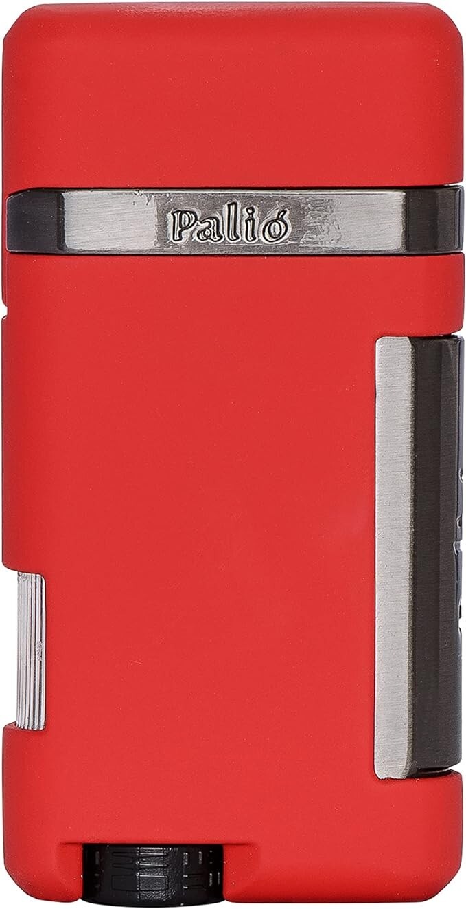 Palió Lazio Single Angled Jet Flame Cigar Lighter, Refillable Adjustable, Red