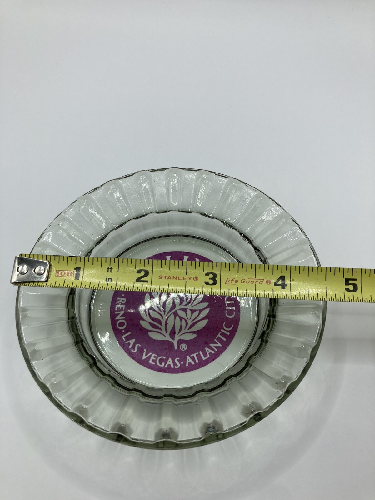 Vintage Round Ashtray BALLY’S Casino Hotel Las Vegas Atlantic City Smokey Glass