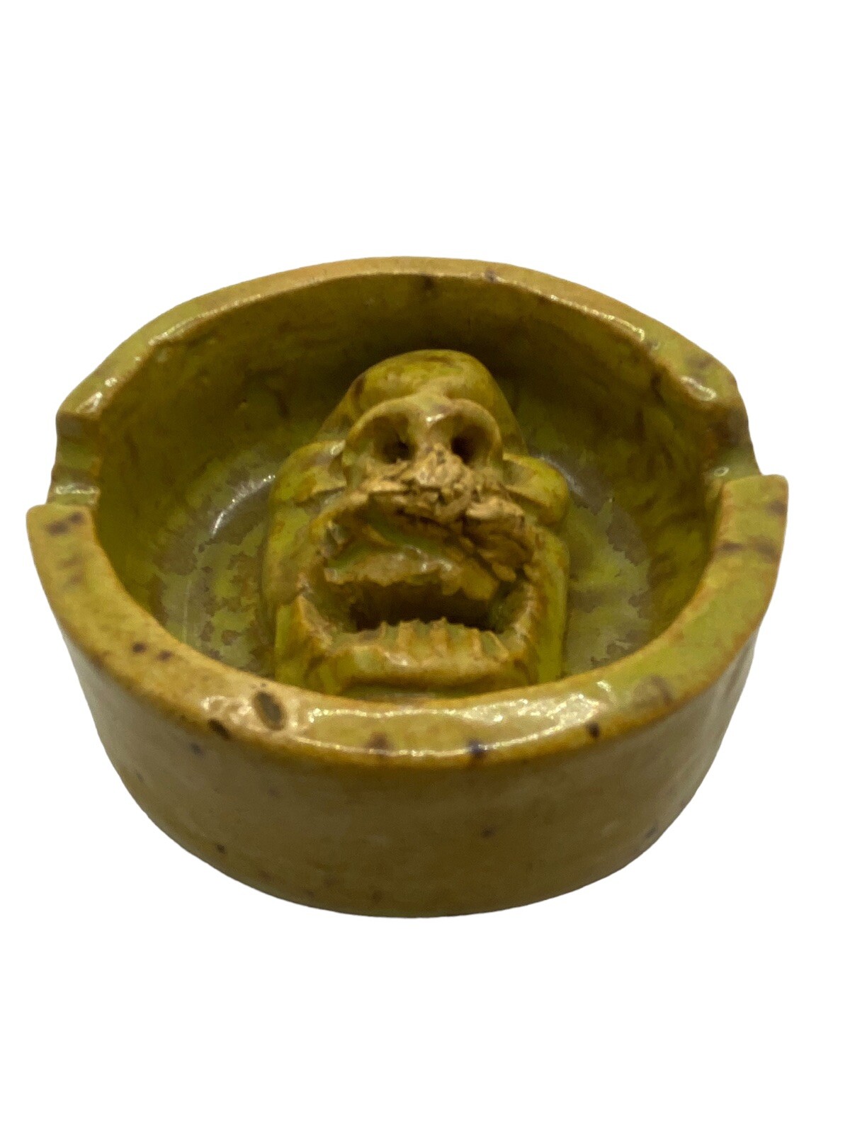 OOAK Crazy Face Ceramic Ashtray Homemade Dad Mom
