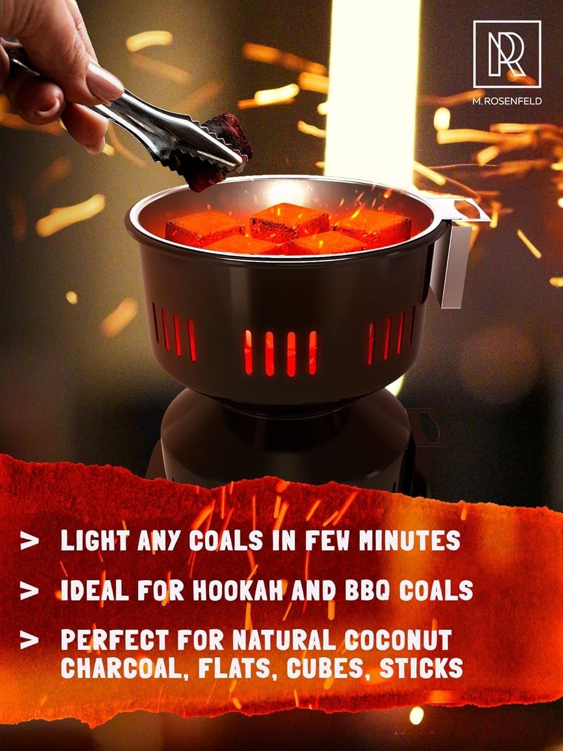 Hookah Coal Burner Electric Stove Portable Indoor Outdoor Coals Tongs