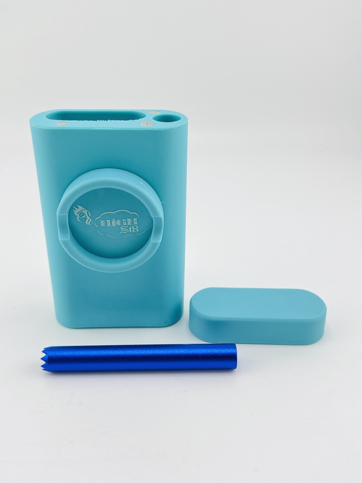 High St8 Dugout Kit 3 In 1 with Grinder Herb Storage & Metal One Hitter Blue