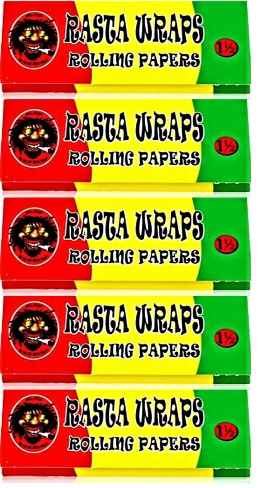 5x Rasta Wraps Rolling Papers GREAT DEAL! 24 Lvs/Pk *USA Shipped*