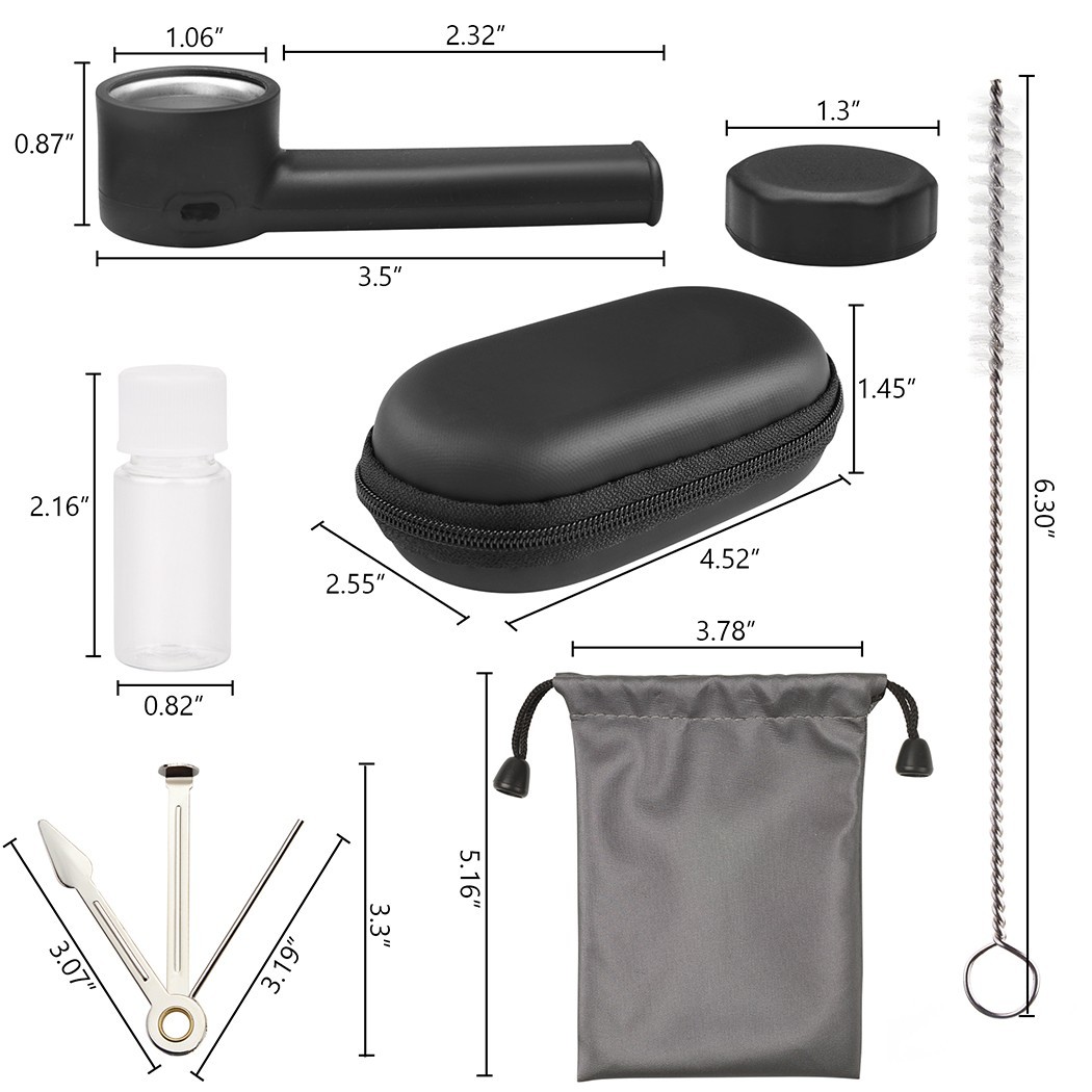 3.5″ Silicone Tobacco Smoking Pipe with Lid Storage Box and Bag Tools Hand Pipe