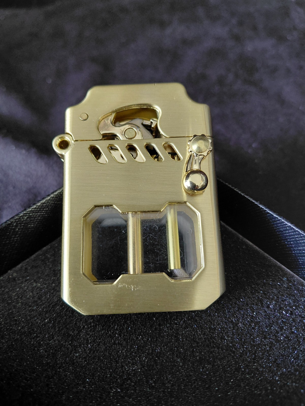 Retro Transparent Oil Tank Metal Kerosene Lighter Steam Punk design, windproof
