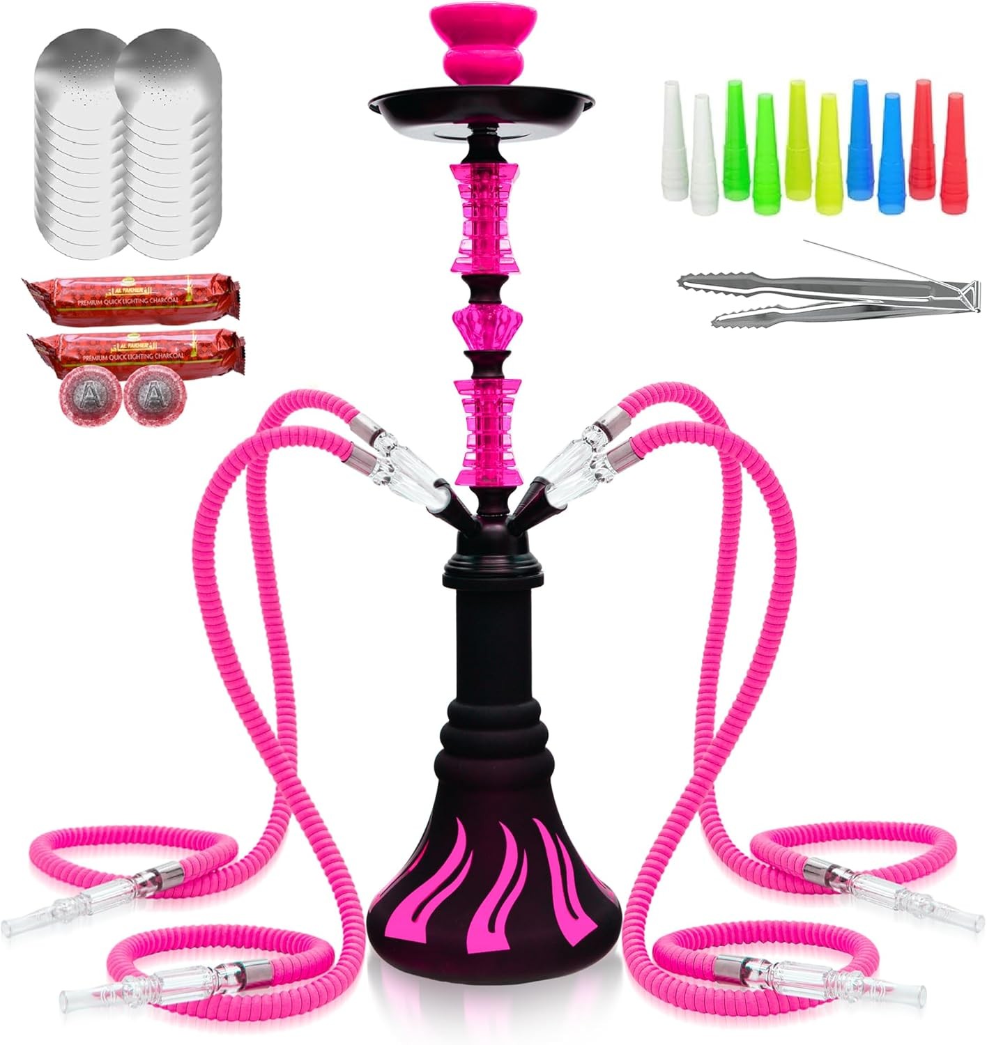 22″ Hookah Set with Everything,Premium Hookah Shisha set,Up to 4 Persons Hook…