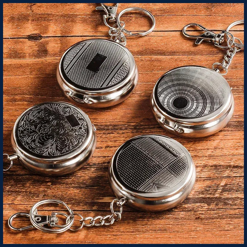 Portable car cigarette ashtray, random pattern, pocket ashtray with keychain