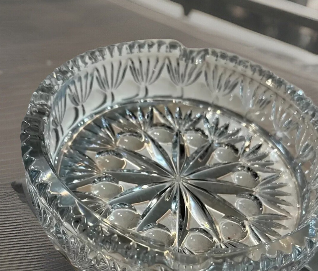 Princess House Ashtray Rainbow Crystal Dish Tobacciana Collectible 6”