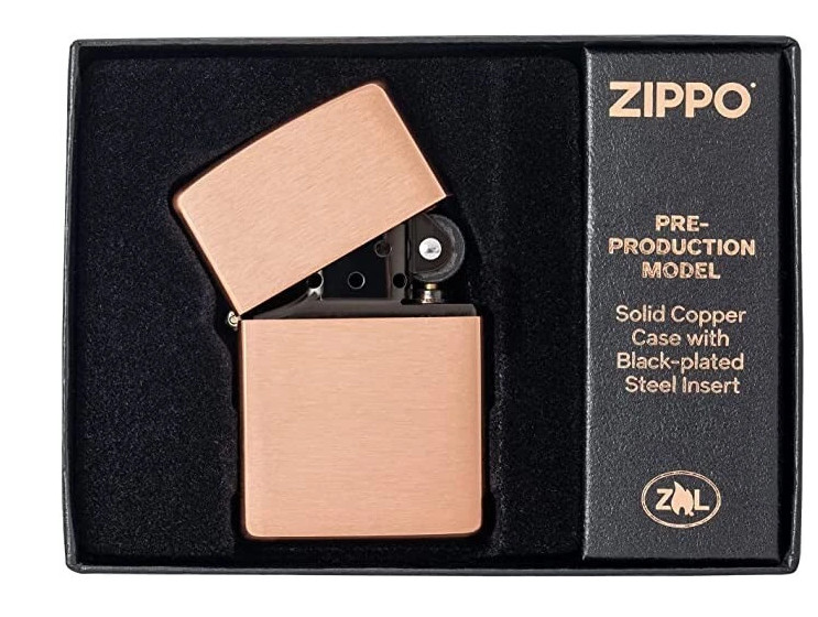 Zippo Solid Copper Case Lighter, Black-plated Steel Insert, 2022 Limited Edition