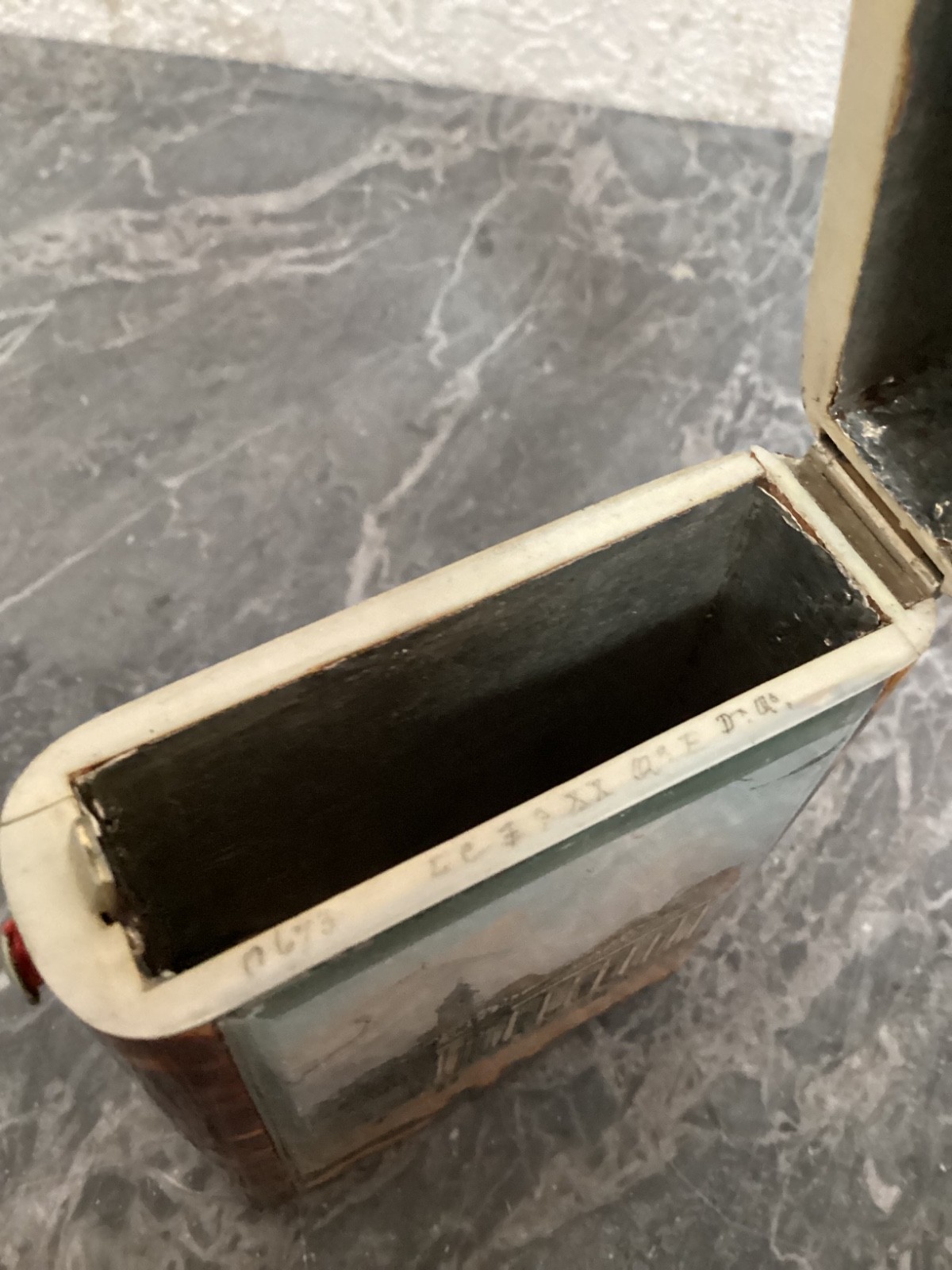 Antique faux tortoiseshell caddy , smokers cigar box 19 th C.