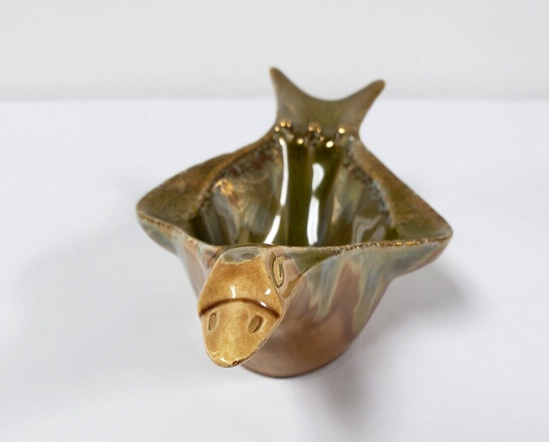 Vintage MCM Drip Glazed bird goose shaped ashtray by Ceil Oriel 8.5in long