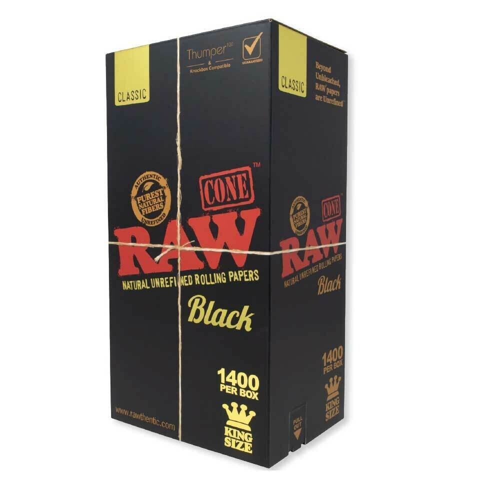 RAW BLACK KING Size Pre-Rolled Cones 1400ct Bulk Box – FREE SHIPPING USA