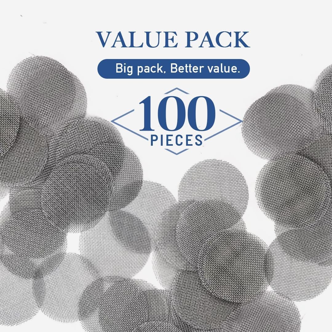 Pipe Screens 100 Pack, 3/4 Inch (0.75″) 304 Stainless Steel Mesh Filters for Pip