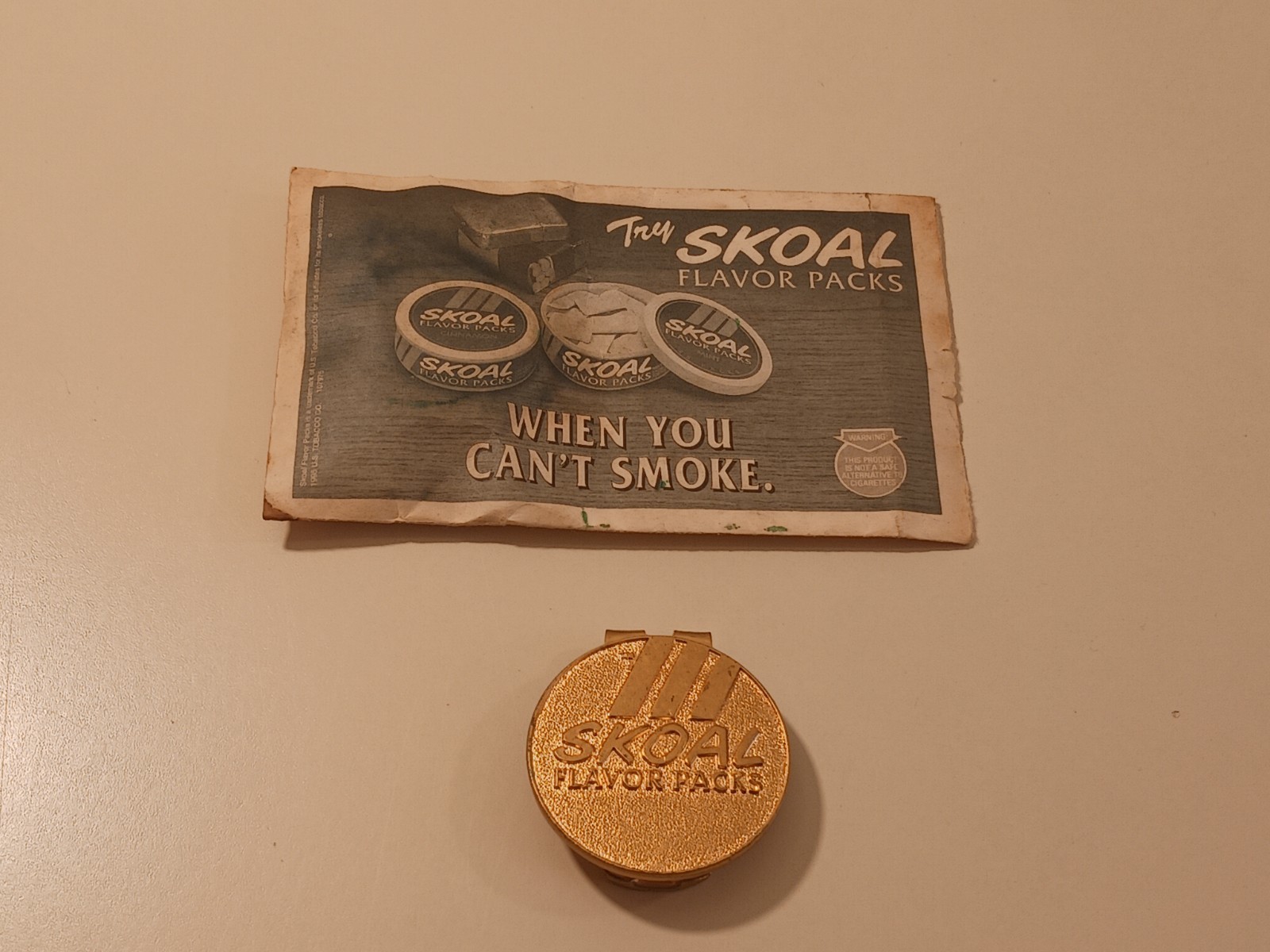 Vintage Skoal Flavor Packs Gold Tone Money Clip Tobacciana Promo Merch Gift Men