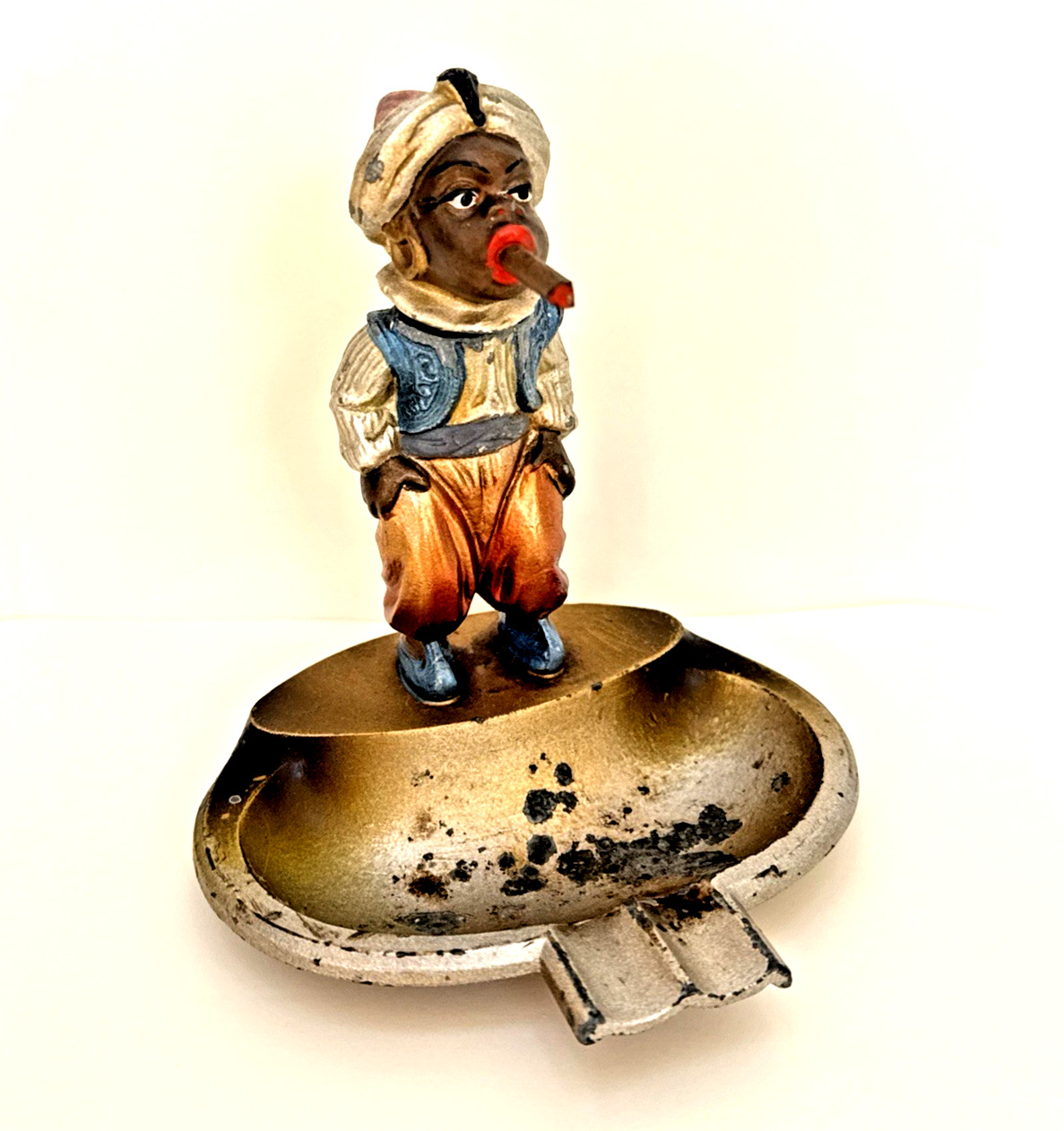 1930s Cigar Bobblehead Ashtray Made in Austria Pot Metal & Tin