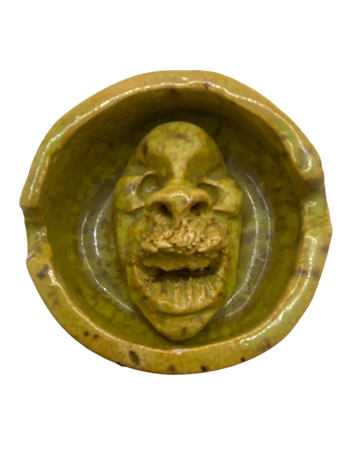 OOAK Crazy Face Ceramic Ashtray Homemade Dad Mom