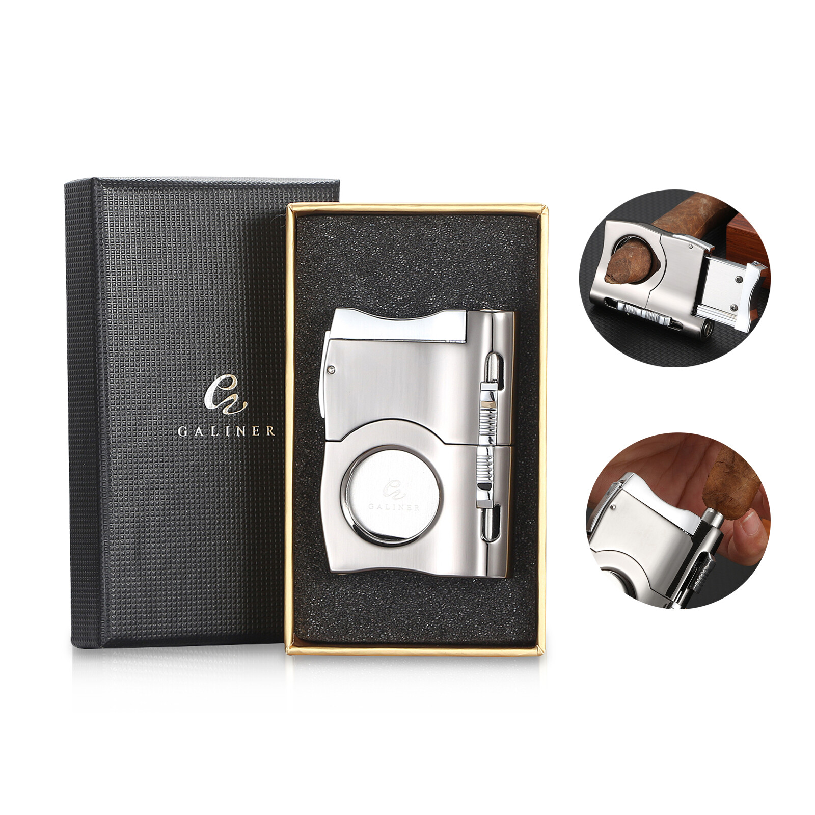 Galiner Stainless Steel Cigar Cutter Knife Cigar Hole Punch Portable Gift Box
