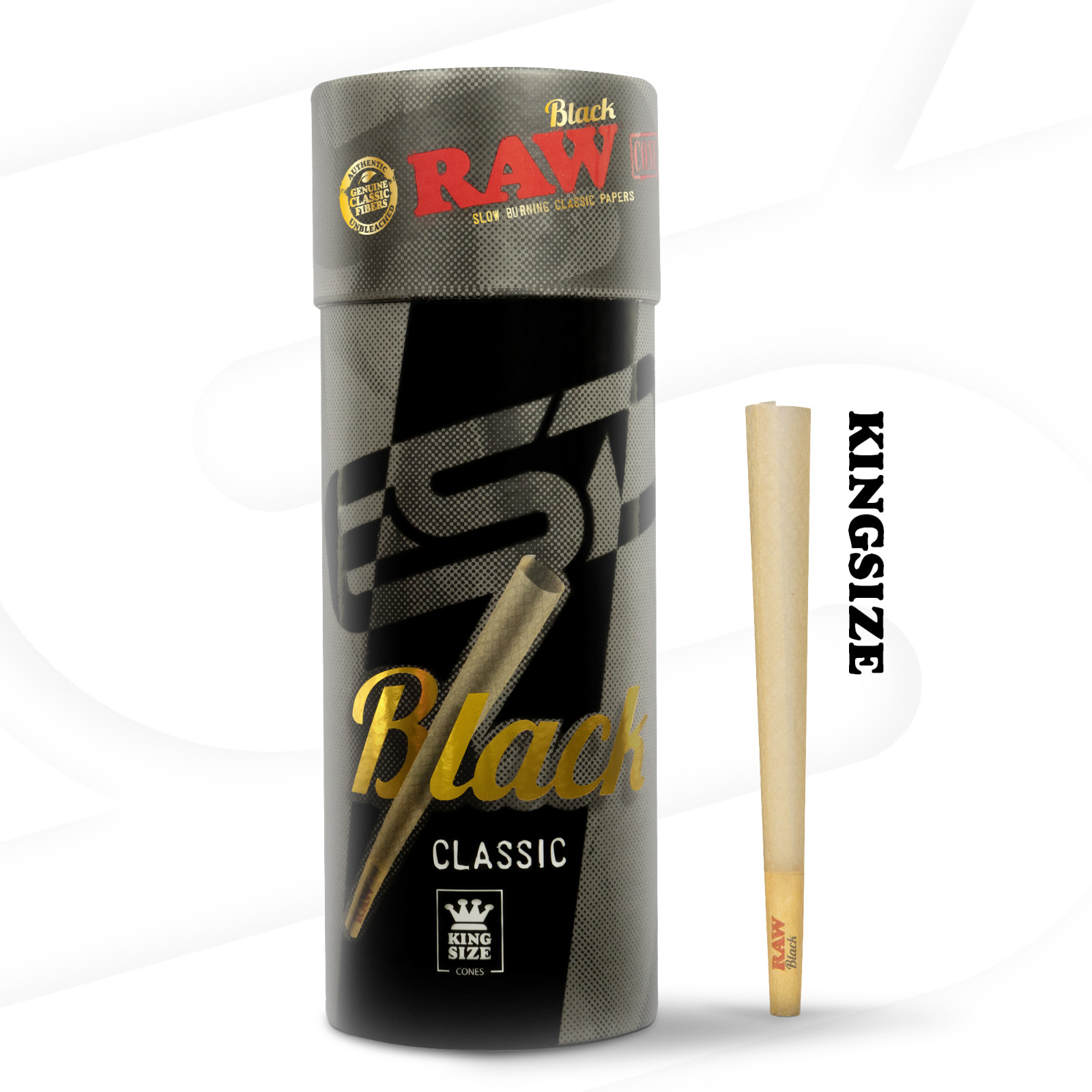 RAW Cones Black King Size | 50 Pack | Natural Pre Rolled Rolling Paper