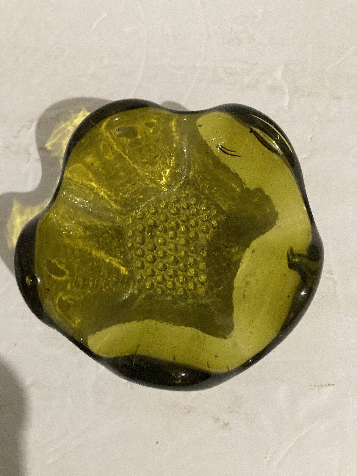 Vtg Chalet Art Glass Amber Ashtray Hand Blown