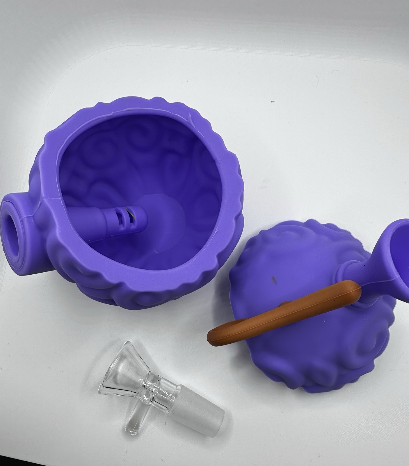4 Inch Purple Devil Fruit Silicone Hookah Smoking Water Bong with Glass Bowl