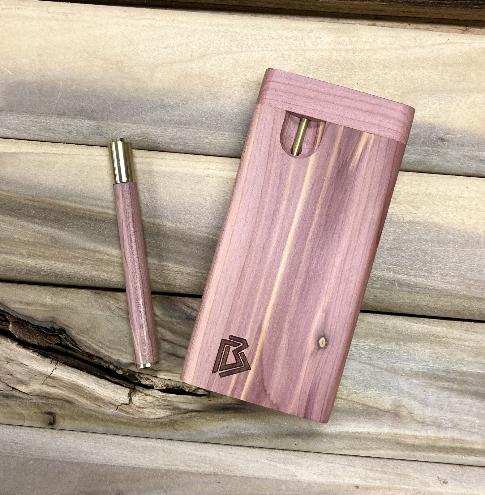 Aromatic Cedar Wood (4″) Dugout Stash Box w Bat/One Hitter Pipe & Poker