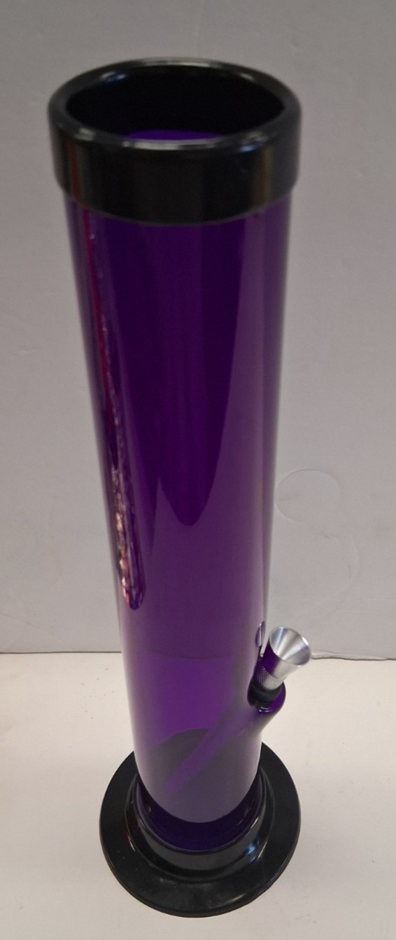 12″ ACRYLIC PLASTIC STRAIGHT HOOKAH WATER PIPE BONG THUMB CARB 2″M PURPLE