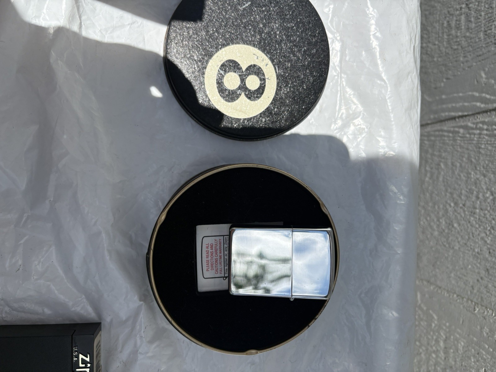 ZIPPO 1993 Camel 8 Eight Ball Polished Chrome Lighter w/ Matching Tin