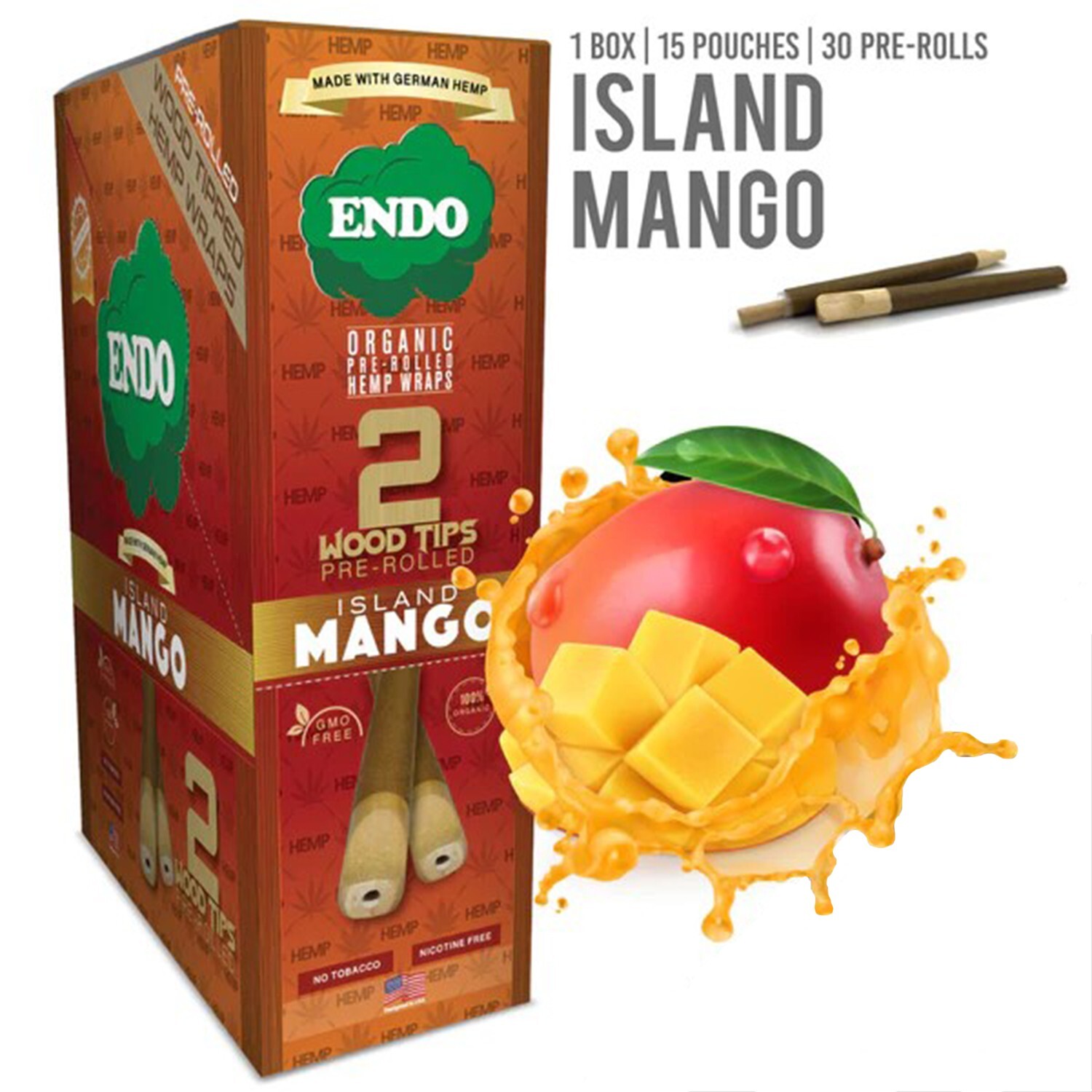 Endo Organic Wraps – Island Mango Flavor – Tobacco & Nicotine Free