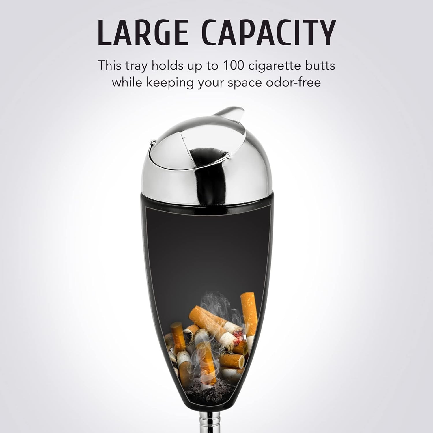 Adjustable Stainless Steel Ashtray 3 Heights Smokeless Indoor Outdoor Patio
