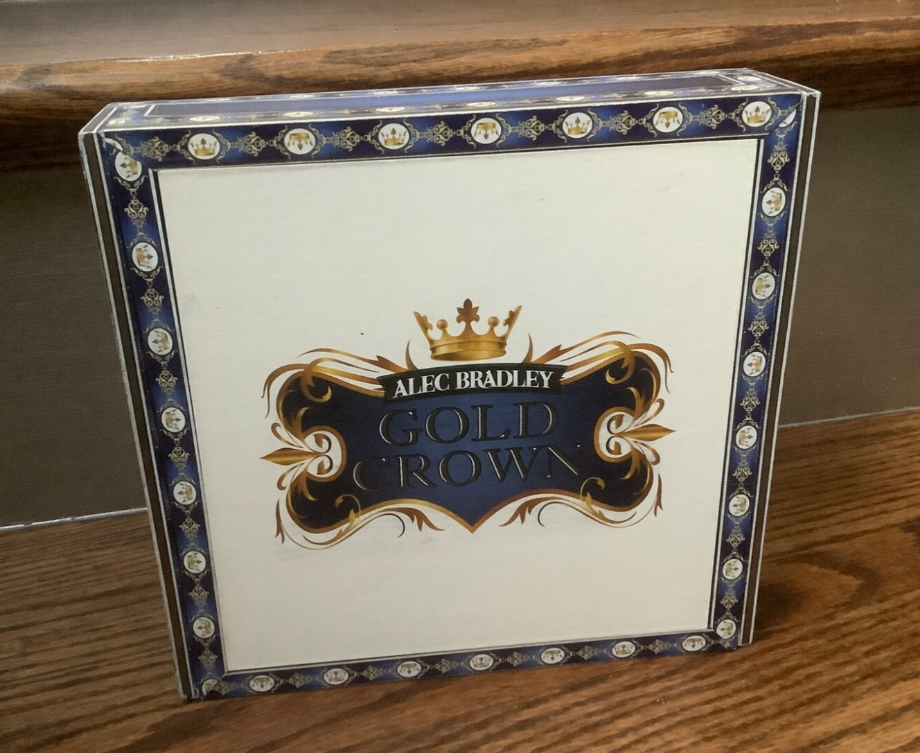 Alec Bradley Gold Crown Churchill Empty Wooden Cigar Box – 7 7/8″ x 7 1/2″ x 2″