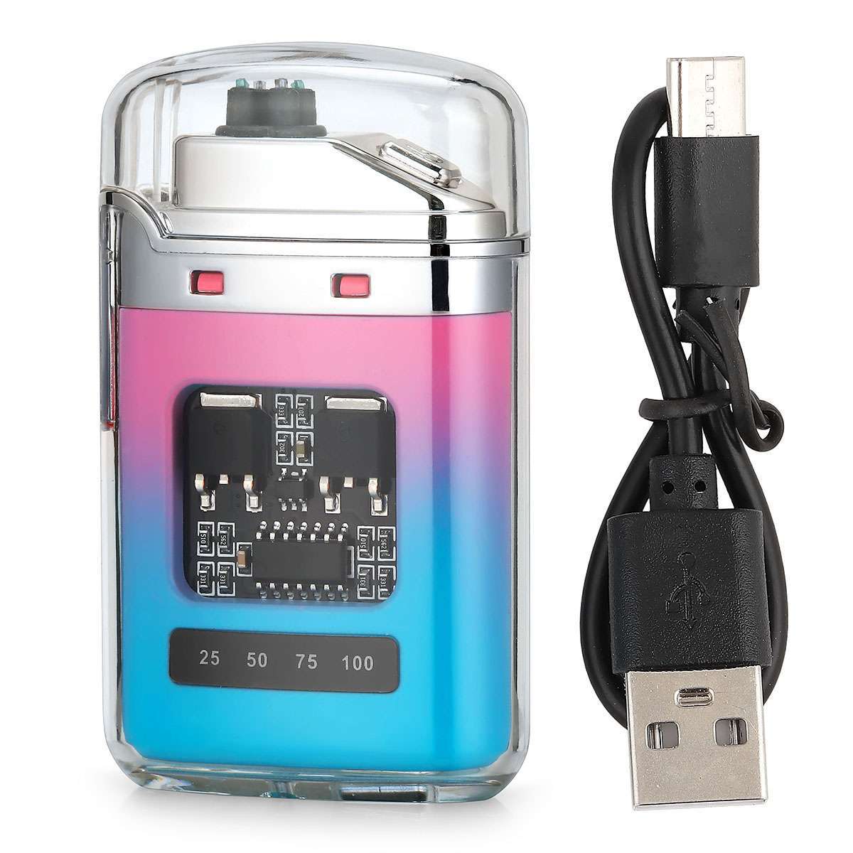 USB Rechargeable Waterproof Electric Dual Arc Plasma Flameless Windproof Lighter