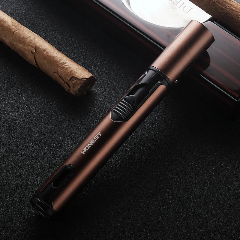 New HONEST Metal Torch Windproof Lighter Refillable Pen Lighter Jet Flame Butane