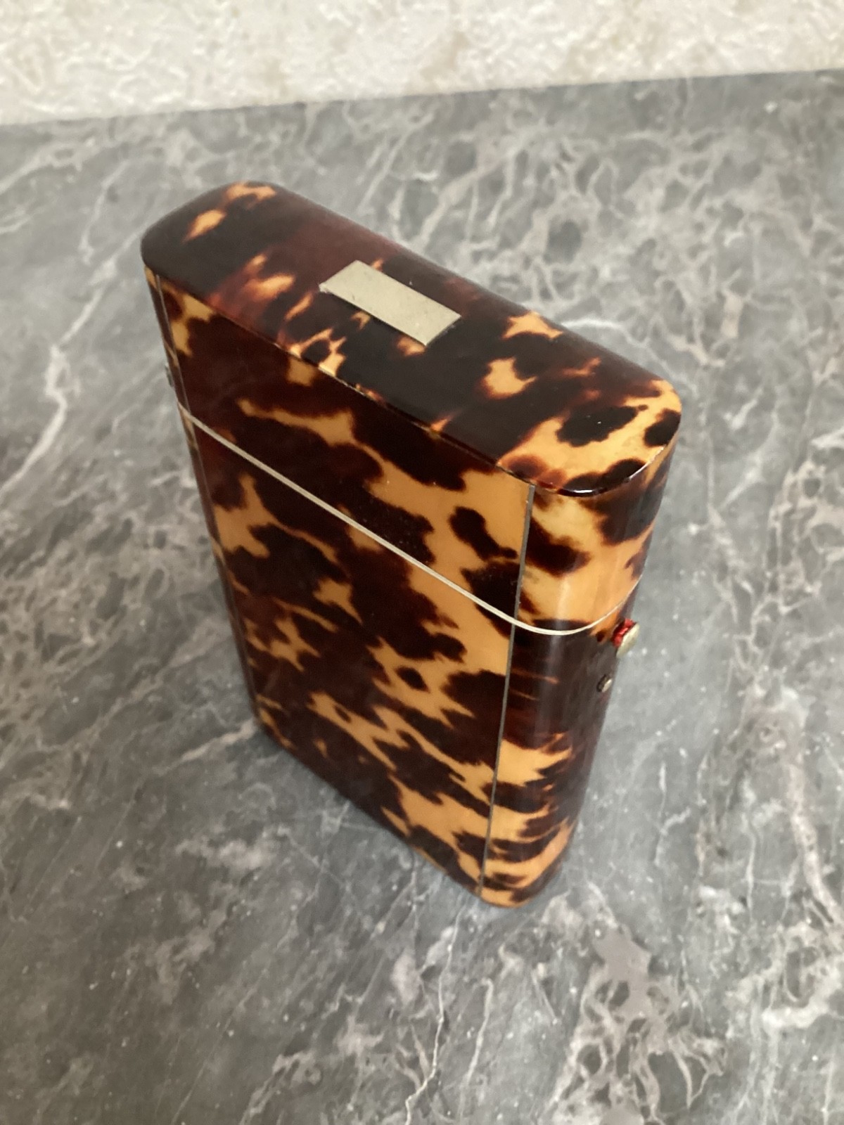 Antique faux tortoiseshell caddy , smokers cigar box 19 th C.