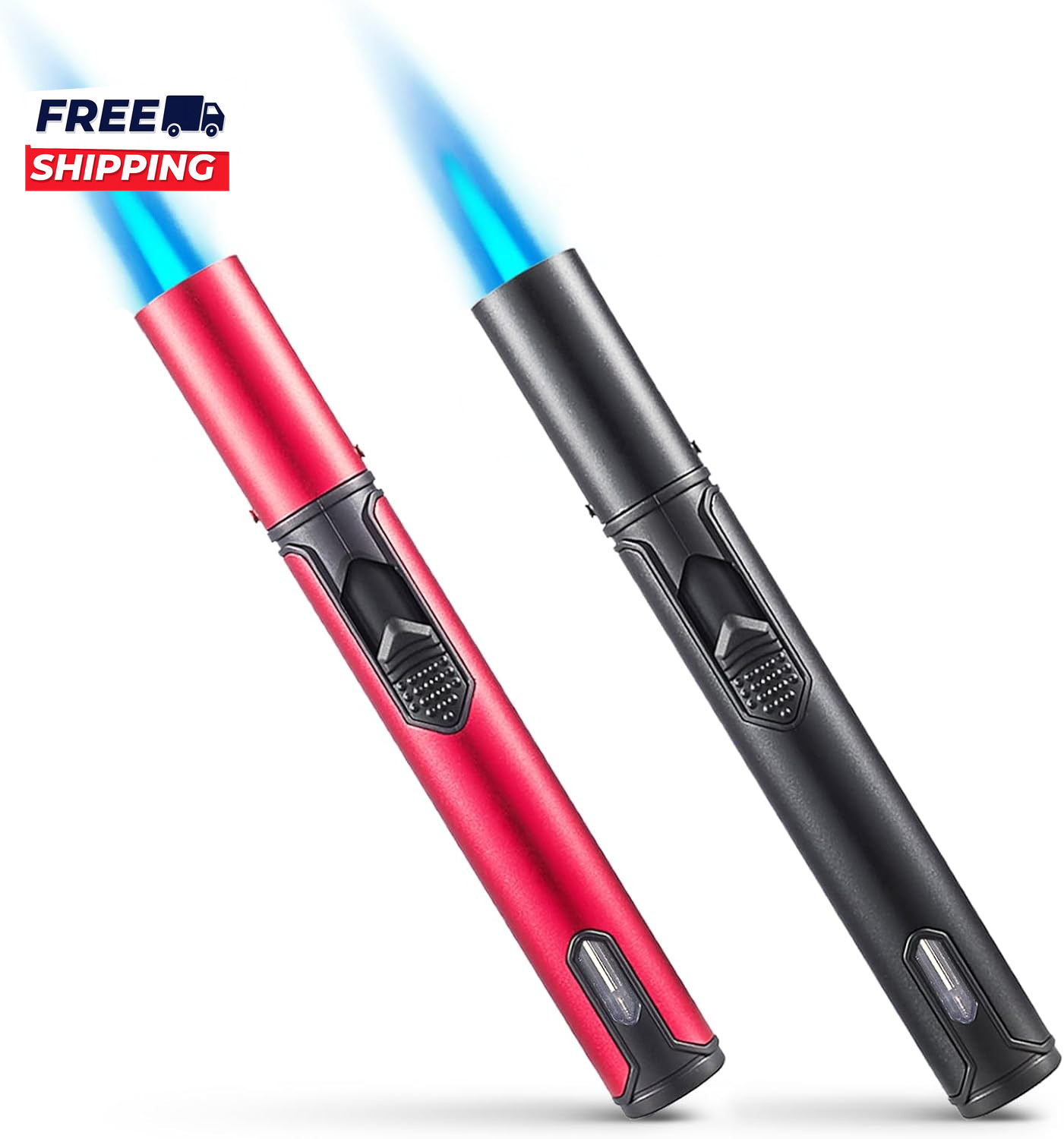 2 Pack Butane Torch Lighter, 6-Inch Refillable Pen Lighter Adjustable Jet Flame