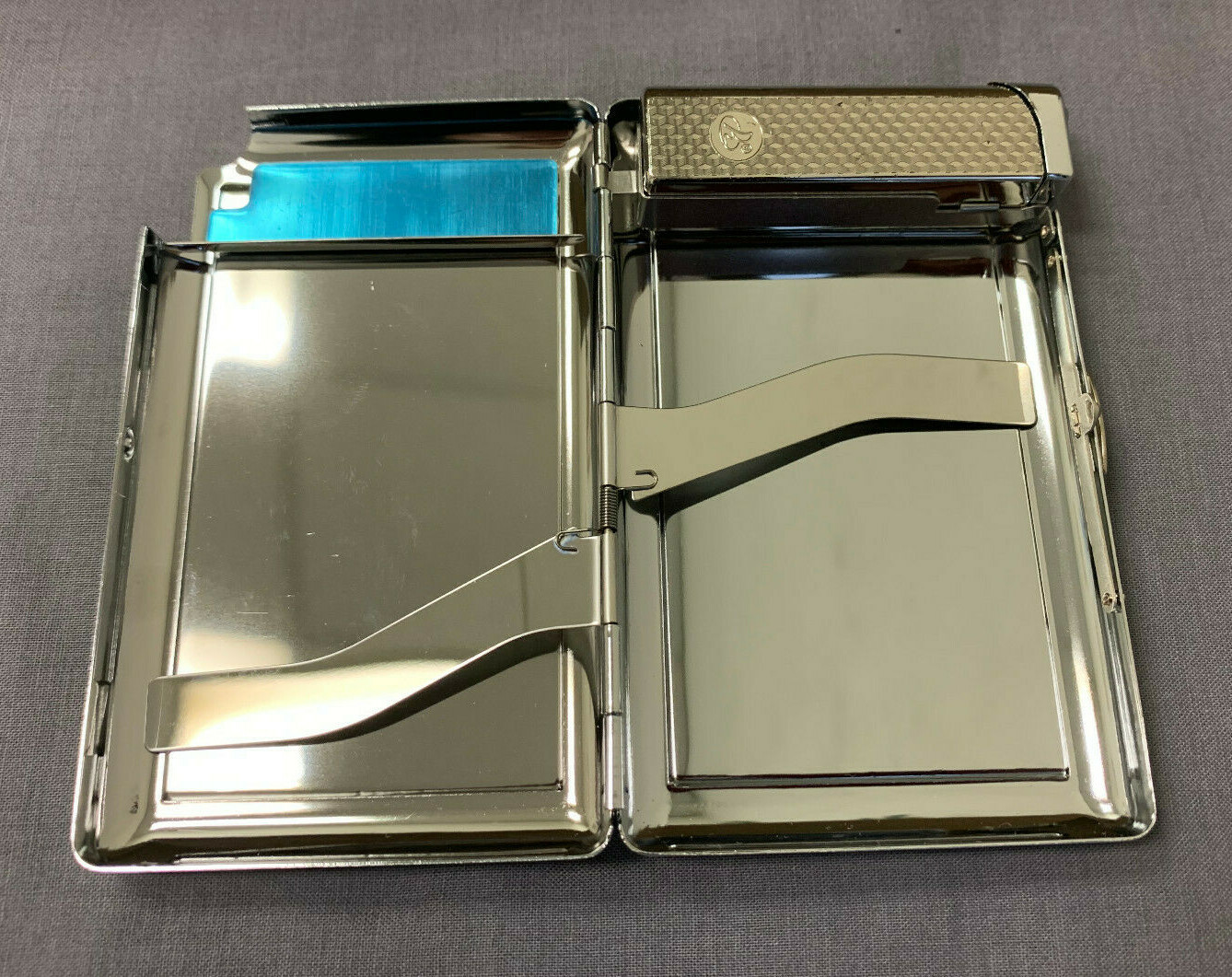 Vintage Japanese Monster Ad Cigarette Case w/Built in Lighter Metal Wallet