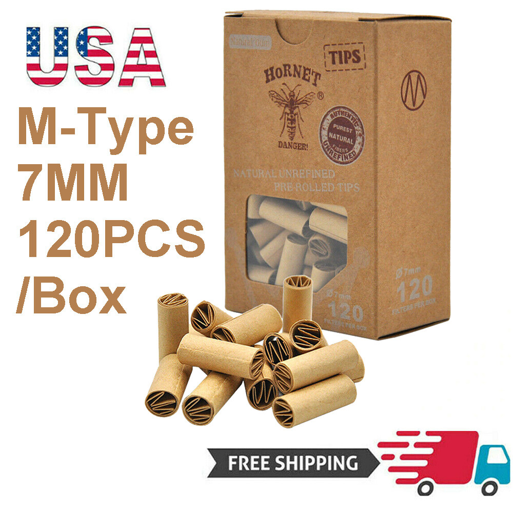 120x/box Pre Rolled Natural Unrefined Cigarette Filter Rolling Paper Tips