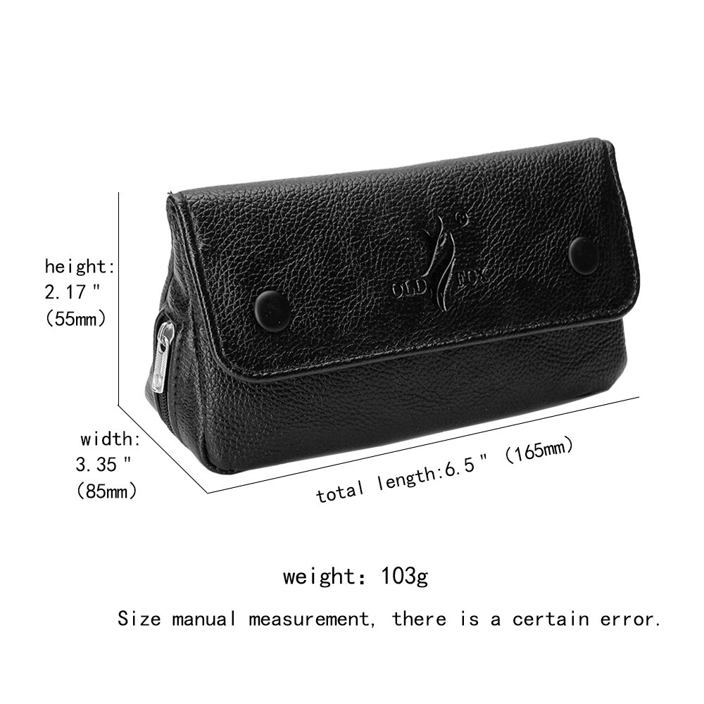 OLD FOX Tobacco Pouch PU Leather Bag for 2 Pipe Smoking Accessories Portable Bag