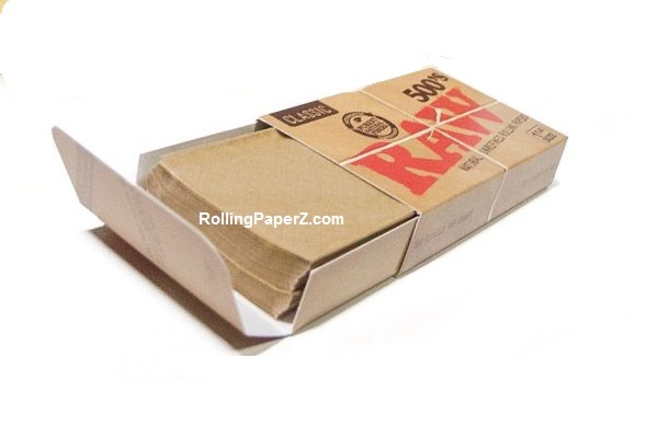 FULL BOX – 20 Packs – RAW 500’s 1 1/4 Size Natural Rolling Papers/10,000 sheets