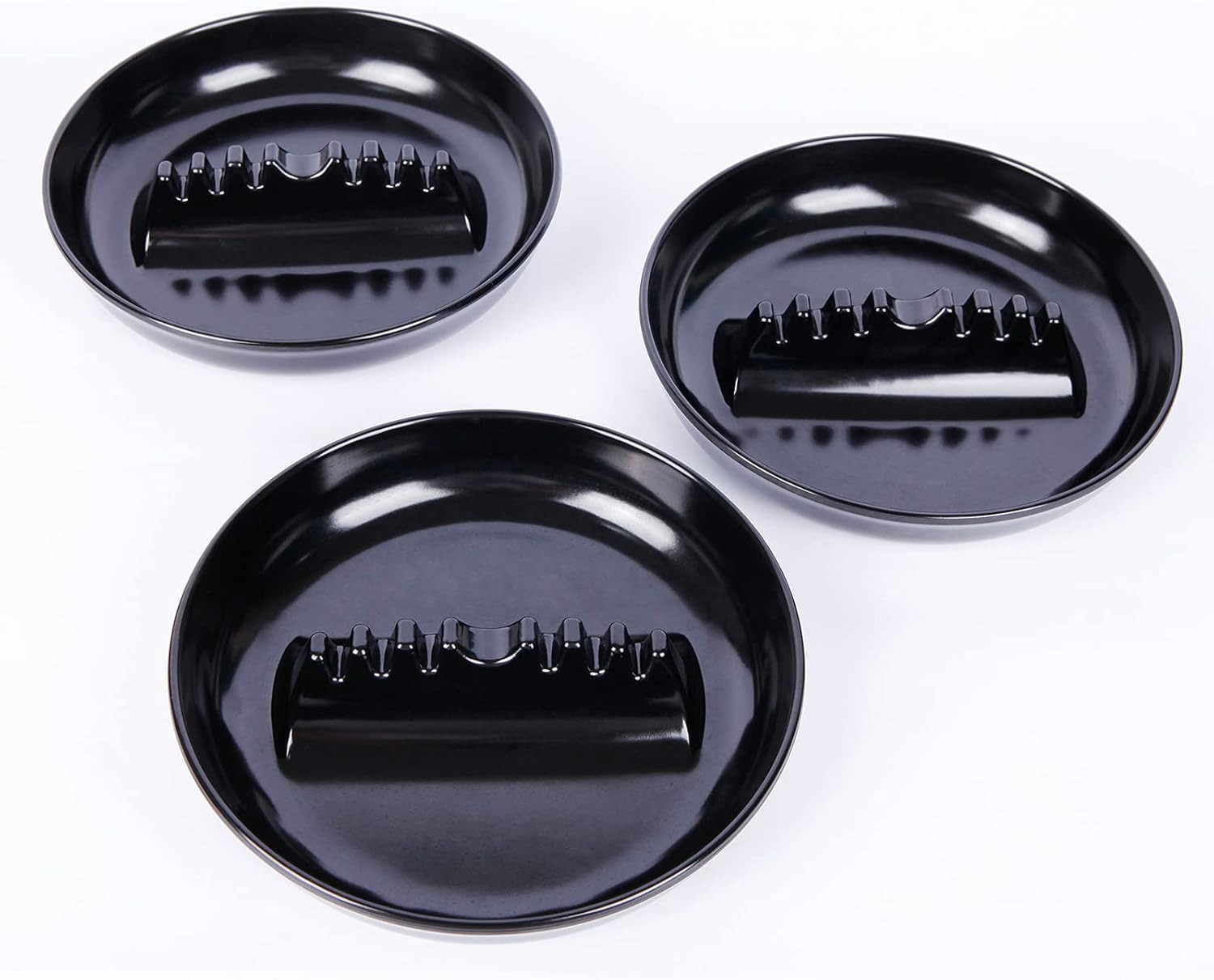 3 Large round Black Plastic Ashtrays, Indoor/Outdoor Use for Home/Office/Patio