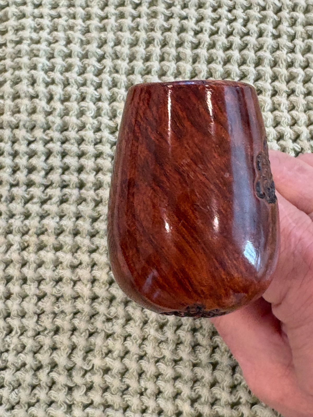 PRINCE OF WALES MADE BY SAVANELLI LARGE BRANDY HAND TOOLED GREEN ACRYLIC STEM