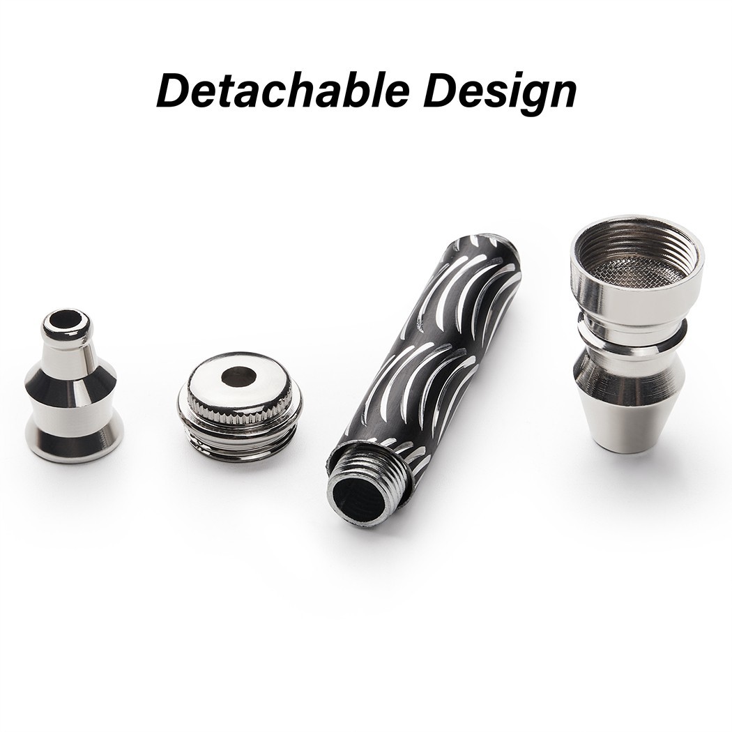 ( 6Pack ) 3.2″ Metal Lay Flat Detachment Tobacco Smoking Hand Pipes with Caps