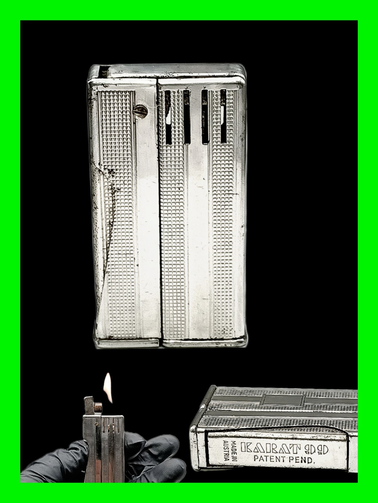 Vintage Karat 99 Squeeze Art Deco Petrol Lighter Dubsky – Working