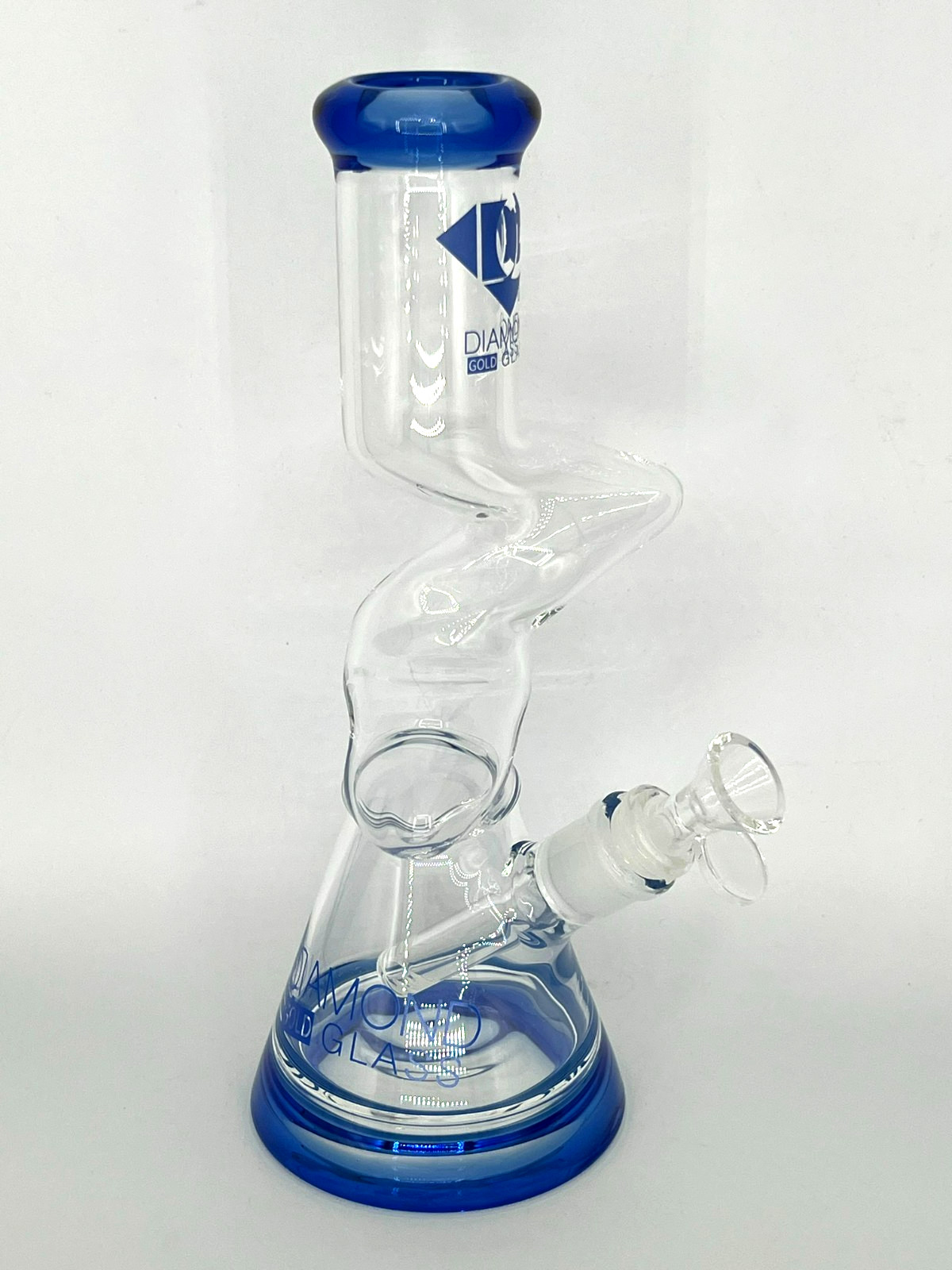10″ DIAMOND GLASS ZONG ZIG ZAG BEAKER BONG PIPE BOROSILICATE THICK GLASS-2 GIFTS
