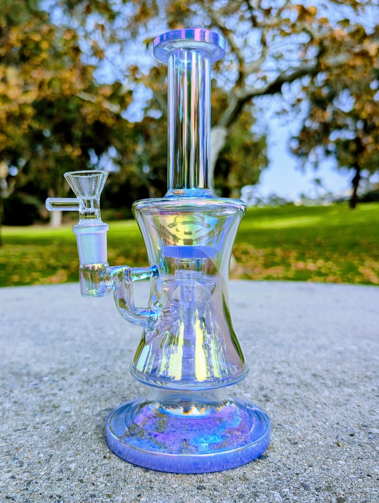 10″ Blue Rainbow Hourglass Perc Tobacco Smoking Water Pipe Hookah Bubbler Bong