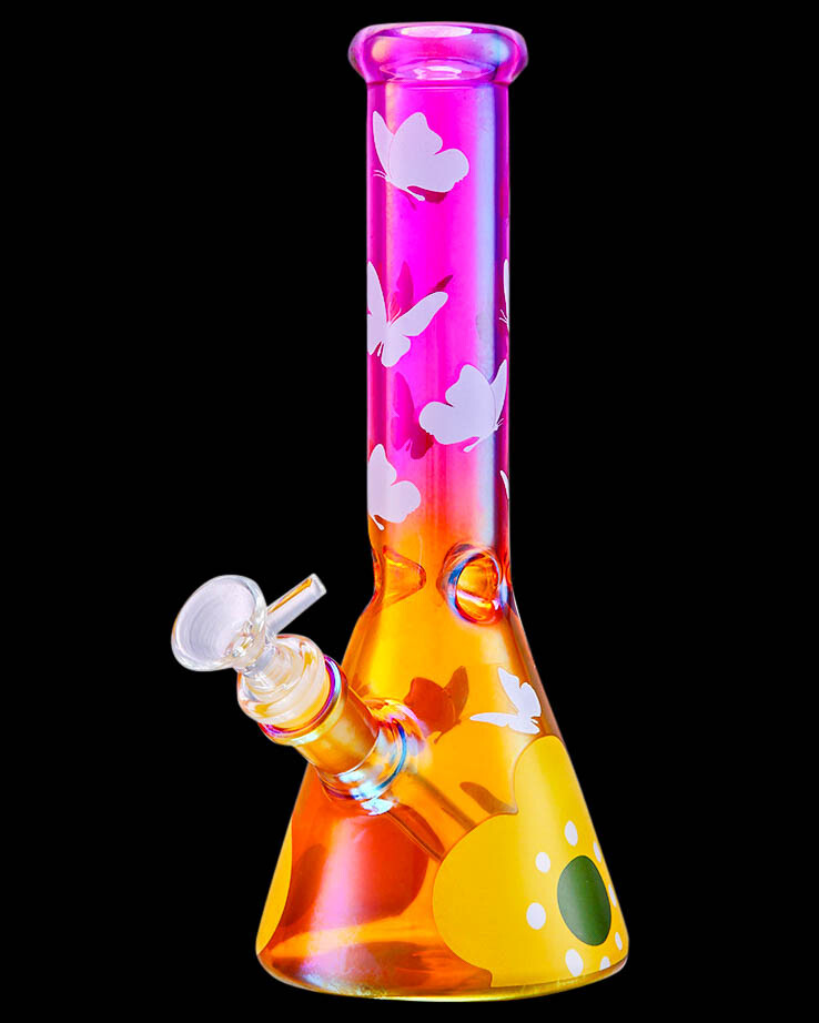 CUTE Bong 10″ Beaker Bong Glass Water Pipe Hookah PINK Bongs Girly Bong *USA*