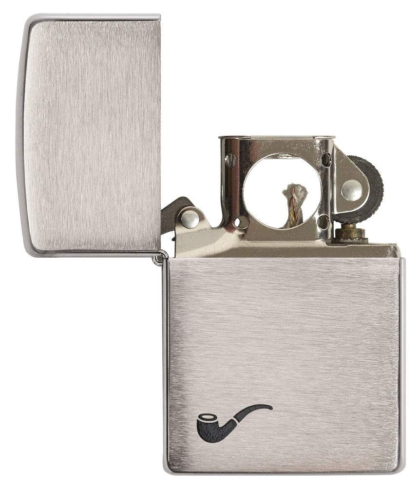 Brushed Chrome Black Pipe Lighter for Unisex Adults – Perfect for Smoking & Coll