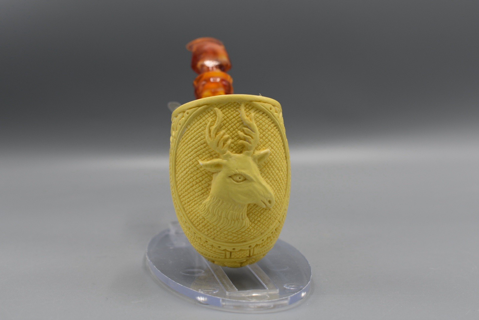 EGE Deer Embossed Ornate Dublin Pipe Block Meerschaum-handmade NEW W CASE#1045